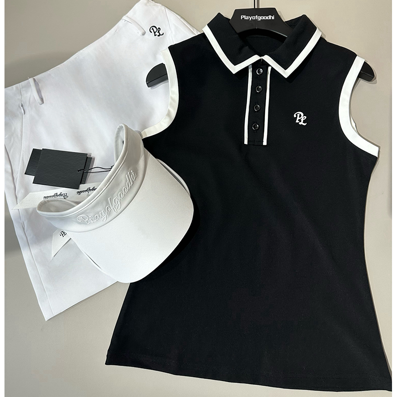 Golf Equipment Korea - PL ゴルフウェア女性カジュアルスリムスポーツペンシルスカート夏ゴルフタンクトップレディース韓国ノースリーブ通気性 Tシャツ