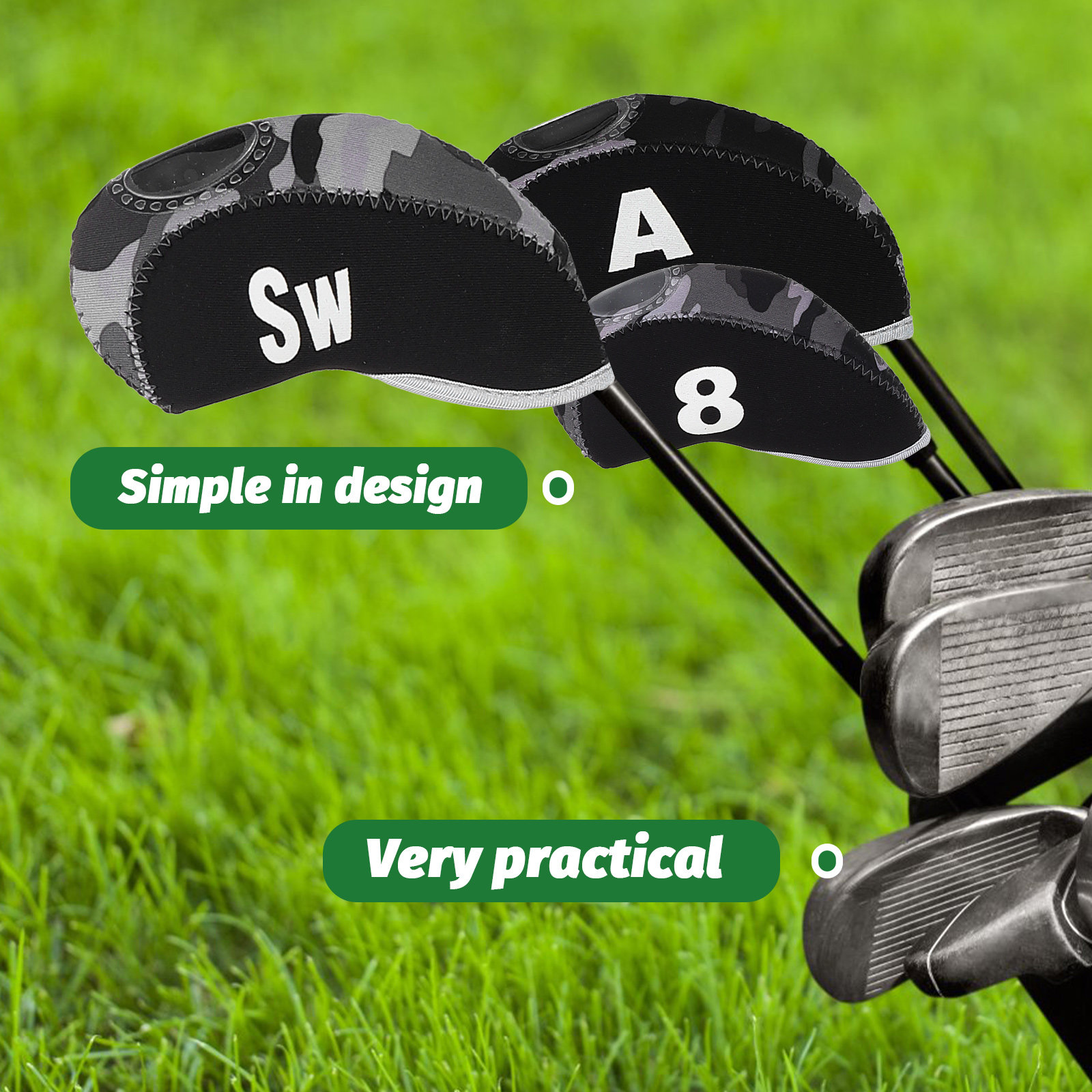 Putter Mallet Blade - 10個入りゴルフパターヘッドカバー、ブレード・マレットパター用ネオプレン製パターカバー、携帯用、傷防止ゴルフ用品