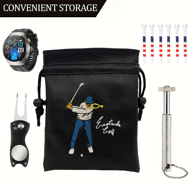 巾着式のポータブルゴルフバッグ - 耐久性のあるPU素材製、 - Golf Equipment Drawing のレビューと価格