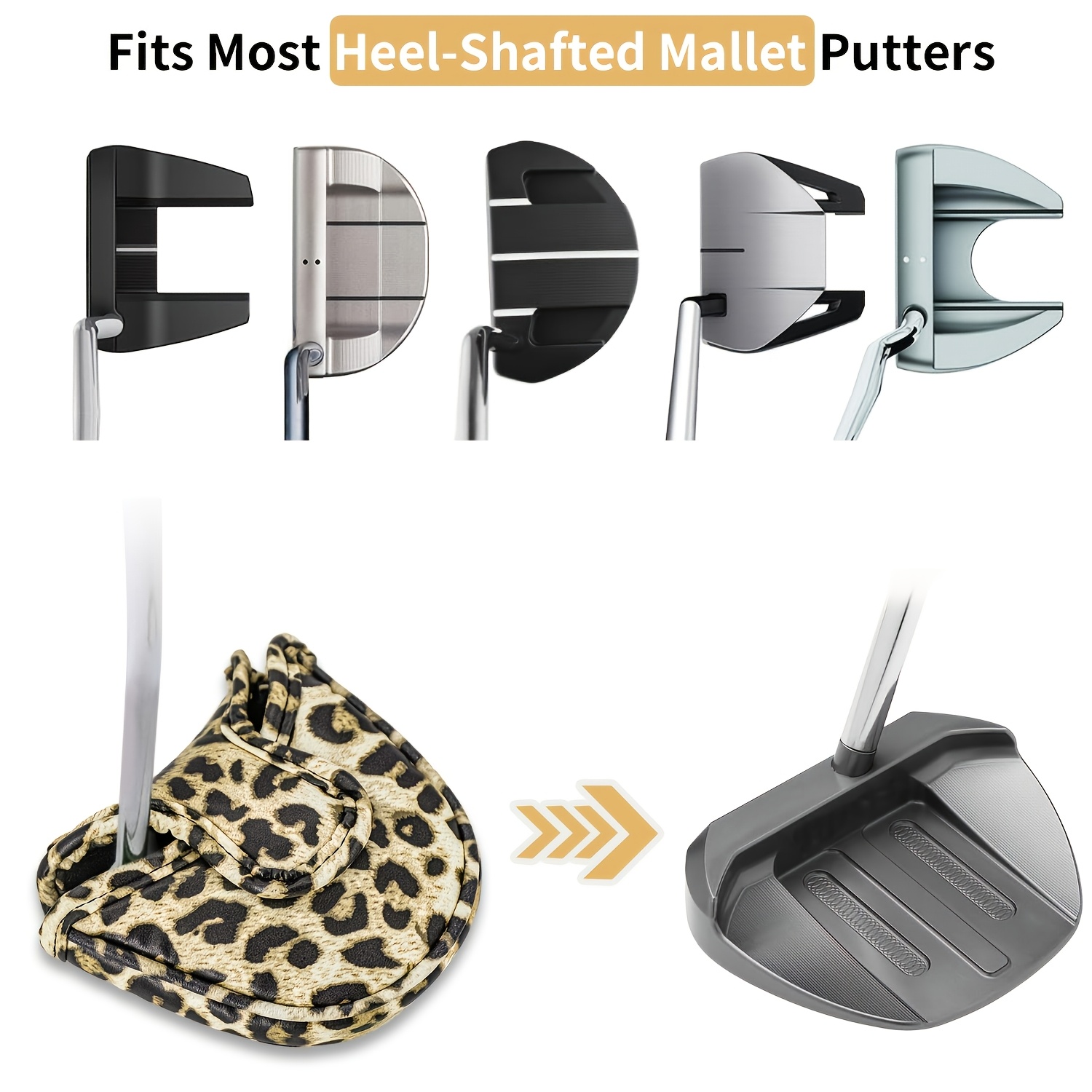 1個入り レオパード柄ゴルフパターヘッドカバー、トレンドのワ - Putter Mallet Blade のレビューと価格